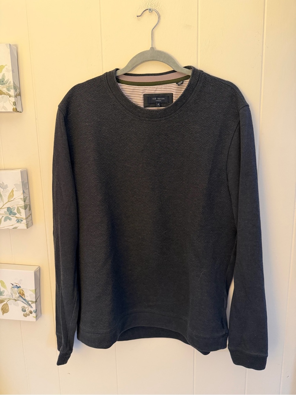 Ted Baker London Men’s XL Size 5 Tricks Textured Crewneck Pullover Black